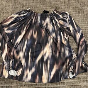 H&M Relaxed Balloon Sleeve Blouse in Black and Cream